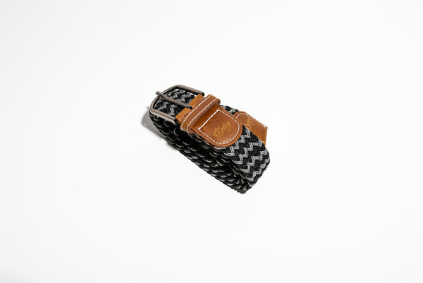 Grey&amp;black zig-zag pattern belt