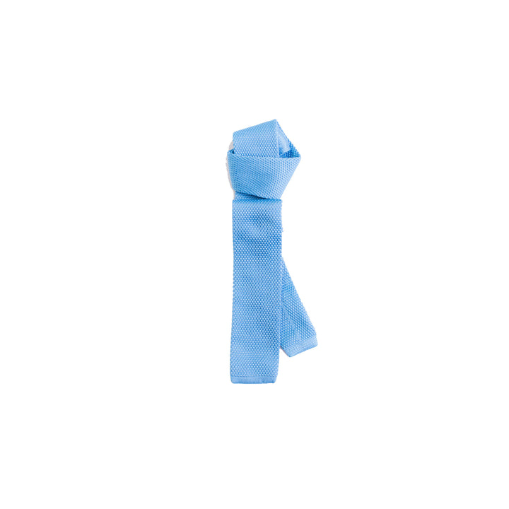 Cravate bleue claire chic unisexe en maille tressée difficilement froissable