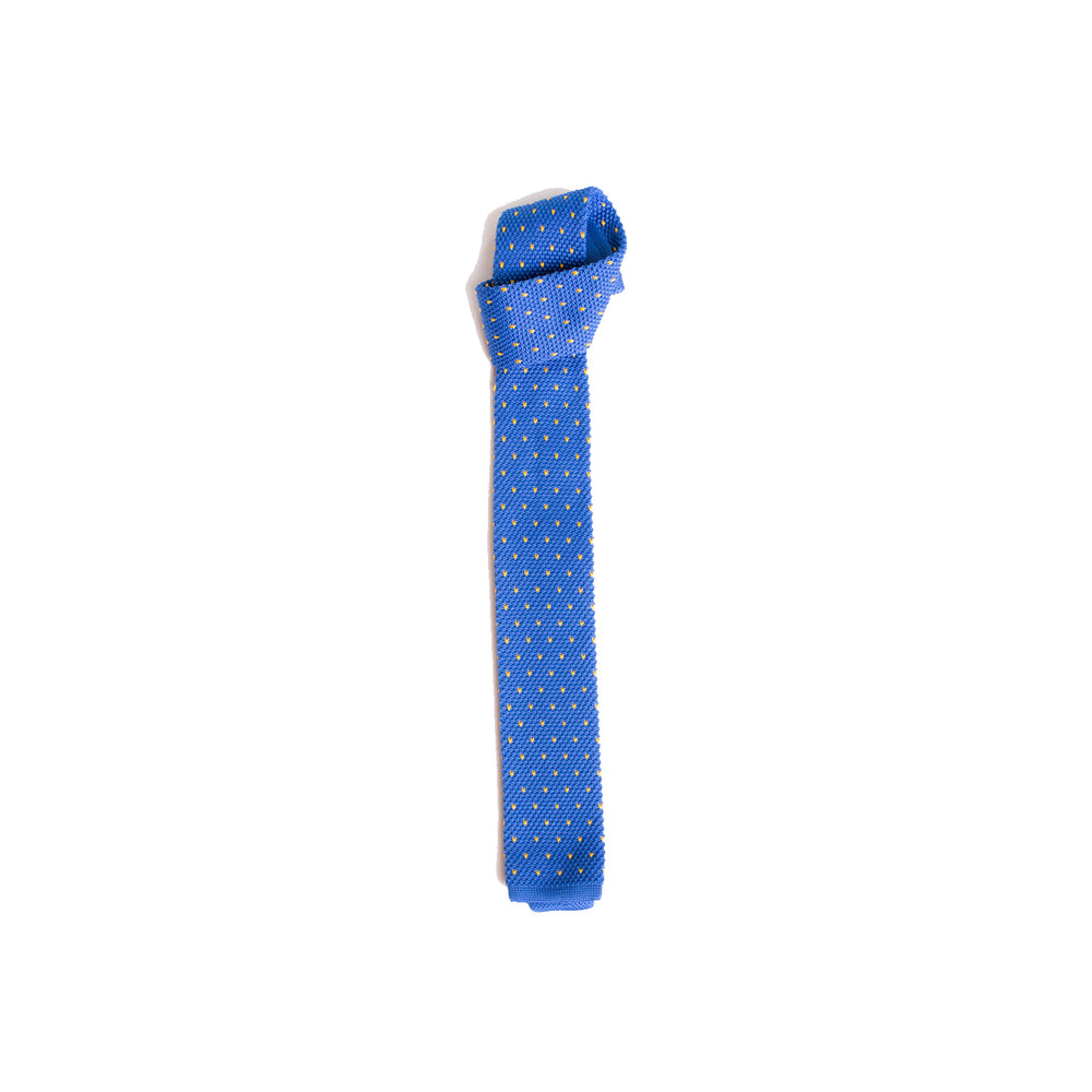 Cravatta Blu Con Puntini Gialli Alexandre